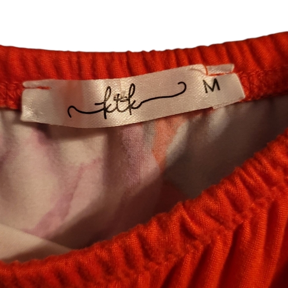 🩷 3/$15 Floral Red Dress w/Ruffle Sleeves, Off The Shoulder Wear Option, Medium - Picture 2 of 3